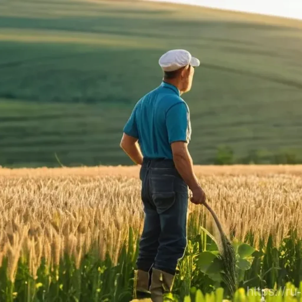 농업환경기술자와 협력 프로젝트 사례 - **Prompt:** A serene, wide-angle shot of a healthy, sprawling agricultural field in the Russian coun...