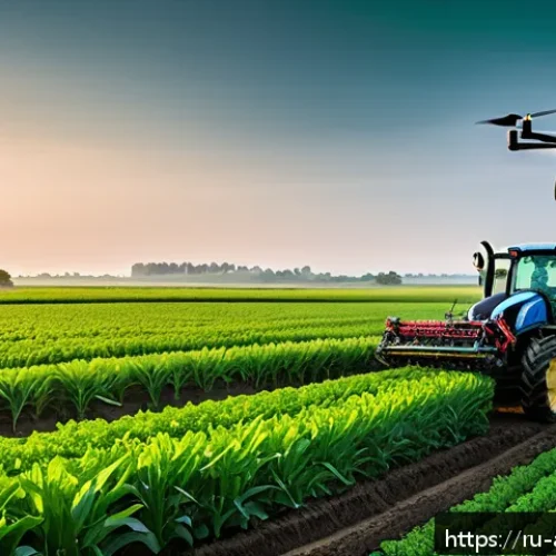 Home 31 농업환경기술자 이직 성공 사례 - A modern agricultural field scene at sunrise, featuring a diverse team of farmers wearing practical ...